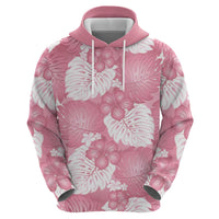 Pink Aloha Hawaii Zip Hoodie Monstera Hibiscus Plumeria Seamless Vibes LT14 - Polynesian Pride