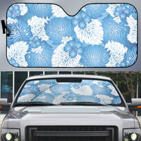 Blue Aloha Hawaii Auto Sun Shade Monstera Hibiscus Plumeria Seamless Vibes - Polynesian Pride
