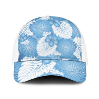 Blue Aloha Hawaii Baseball Net Cap Monstera Hibiscus Plumeria Seamless Vibes LT14 One Size White Blue - Polynesian Pride