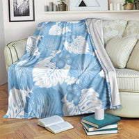 Blue Aloha Hawaii Blanket Monstera Hibiscus Plumeria Seamless Vibes - Polynesian Pride
