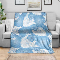 Blue Aloha Hawaii Blanket Monstera Hibiscus Plumeria Seamless Vibes - Polynesian Pride