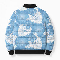 Blue Aloha Hawaii Bomber Puffer Jacket Monstera Hibiscus Plumeria Seamless Vibes LT14 - Polynesian Pride