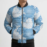 Blue Aloha Hawaii Bomber Puffer Jacket Monstera Hibiscus Plumeria Seamless Vibes LT14 - Polynesian Pride