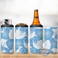 Blue Aloha Hawaii 4 in 1 Can Cooler Tumbler Monstera Hibiscus Plumeria Seamless Vibes - Polynesian Pride
