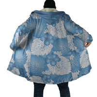 Blue Aloha Hawaii Cloak Monstera Hibiscus Plumeria Seamless Vibes LT14 - Polynesian Pride