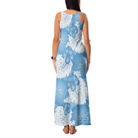 Blue Aloha Hawaii Family Matching Tank Maxi Dress and Hawaiian Shirt Monstera Hibiscus Plumeria Seamless Vibes - Polynesian Pride