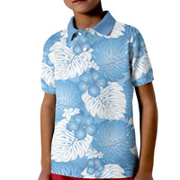 Blue Aloha Hawaii Kid Polo Shirt Monstera Hibiscus Plumeria Seamless Vibes - Polynesian Pride
