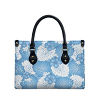 Blue Aloha Hawaii Leather Bag Monstera Hibiscus Plumeria Seamless Vibes - Polynesian Pride