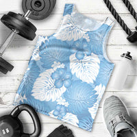 Blue Aloha Hawaii Men Tank Top Monstera Hibiscus Plumeria Seamless Vibes LT14 - Polynesian Pride