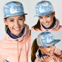 Blue Aloha Hawaii Mesh Trucker Cap Monstera Hibiscus Plumeria Seamless Vibes LT14 - Polynesian Pride