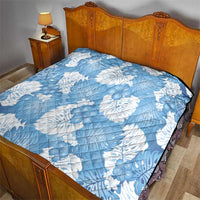 Blue Aloha Hawaii Quilt Monstera Hibiscus Plumeria Seamless Vibes - Polynesian Pride
