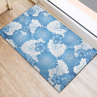 Blue Aloha Hawaii Rubber Doormat Monstera Hibiscus Plumeria Seamless Vibes LT14 - Polynesian Pride