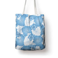 Blue Aloha Hawaii Tote Bag Monstera Hibiscus Plumeria Seamless Vibes - Polynesian Pride