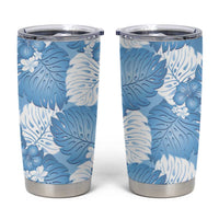 Blue Aloha Hawaii Tumbler Cup Monstera Hibiscus Plumeria Seamless Vibes - Polynesian Pride