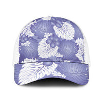 Purple Aloha Hawaii Baseball Net Cap Monstera Hibiscus Plumeria Seamless Vibes LT14 One Size White Purple - Polynesian Pride