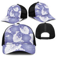 Purple Aloha Hawaii Baseball Net Cap Monstera Hibiscus Plumeria Seamless Vibes - Polynesian Pride