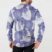 Purple Aloha Hawaii Button Sweatshirt Monstera Hibiscus Plumeria Seamless Vibes LT14 - Polynesian Pride
