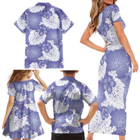 Purple Aloha Hawaii Family Matching Short Sleeve Bodycon Dress and Hawaiian Shirt Monstera Hibiscus Plumeria Seamless Vibes - Polynesian Pride