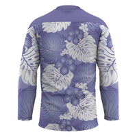 Purple Aloha Hawaii Hockey Jersey Monstera Hibiscus Plumeria Seamless Vibes - Polynesian Pride