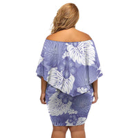 Purple Aloha Hawaii Off Shoulder Short Dress Monstera Hibiscus Plumeria Seamless Vibes - Polynesian Pride