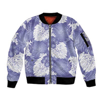 Purple Aloha Hawaii Sleeve Zip Bomber Jacket Monstera Hibiscus Plumeria Seamless Vibes - Polynesian Pride