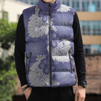 Purple Aloha Hawaii Sleeveless Puffer Jacket Monstera Hibiscus Plumeria Seamless Vibes LT14 - Polynesian Pride