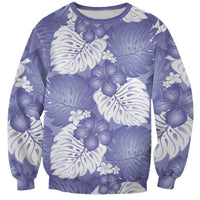 Purple Aloha Hawaii Sweatshirt Monstera Hibiscus Plumeria Seamless Vibes - Polynesian Pride