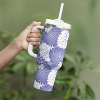 Purple Aloha Hawaii Tumbler With Handle Monstera Hibiscus Plumeria Seamless Vibes - Polynesian Pride