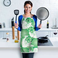Green Aloha Hawaii Apron Monstera Hibiscus Plumeria Seamless Vibes LT14 - Polynesian Pride