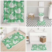 Green Aloha Hawaii Bathroom Set Monstera Hibiscus Plumeria Seamless Vibes - Polynesian Pride