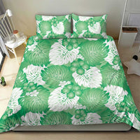 Green Aloha Hawaii Bedding Set Monstera Hibiscus Plumeria Seamless Vibes - Polynesian Pride