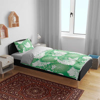 Green Aloha Hawaii Bedding Set Monstera Hibiscus Plumeria Seamless Vibes - Polynesian Pride