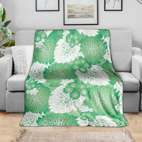 Green Aloha Hawaii Blanket Monstera Hibiscus Plumeria Seamless Vibes - Polynesian Pride