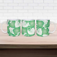 Green Aloha Hawaii Ceramic Mug Monstera Hibiscus Plumeria Seamless Vibes - Polynesian Pride