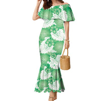 Green Aloha Hawaii Family Matching Mermaid Dress and Hawaiian Shirt Monstera Hibiscus Plumeria Seamless Vibes - Polynesian Pride