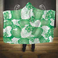 Green Aloha Hawaii Hooded Blanket Monstera Hibiscus Plumeria Seamless Vibes LT14 - Polynesian Pride