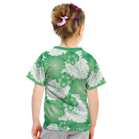 Green Aloha Hawaii Kid T Shirt Monstera Hibiscus Plumeria Seamless Vibes LT14 - Polynesian Pride
