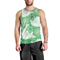 Green Aloha Hawaii Men Tank Top Monstera Hibiscus Plumeria Seamless Vibes LT14 - Polynesian Pride