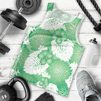 Green Aloha Hawaii Men Tank Top Monstera Hibiscus Plumeria Seamless Vibes LT14 - Polynesian Pride