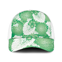 Green Aloha Hawaii Mesh Trucker Cap Monstera Hibiscus Plumeria Seamless Vibes - Polynesian Pride