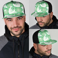Green Aloha Hawaii Mesh Trucker Cap Monstera Hibiscus Plumeria Seamless Vibes LT14 - Polynesian Pride