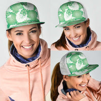 Green Aloha Hawaii Mesh Trucker Cap Monstera Hibiscus Plumeria Seamless Vibes LT14 - Polynesian Pride