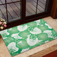 Green Aloha Hawaii Rubber Doormat Monstera Hibiscus Plumeria Seamless Vibes LT14 - Polynesian Pride
