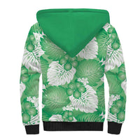 Green Aloha Hawaii Sherpa Hoodie Monstera Hibiscus Plumeria Seamless Vibes - Polynesian Pride