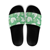 Green Aloha Hawaii Slide Sandals Monstera Hibiscus Plumeria Seamless Vibes - Polynesian Pride