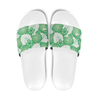 Green Aloha Hawaii Slide Sandals Monstera Hibiscus Plumeria Seamless Vibes - Polynesian Pride