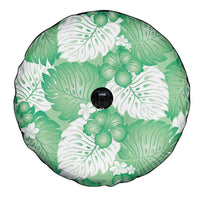 Green Aloha Hawaii Spare Tire Cover Monstera Hibiscus Plumeria Seamless Vibes - Polynesian Pride
