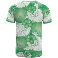 Green Aloha Hawaii T Shirt Monstera Hibiscus Plumeria Seamless Vibes - Polynesian Pride