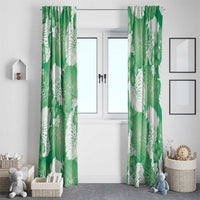 Green Aloha Hawaii Window Curtain Monstera Hibiscus Plumeria Seamless Vibes - Polynesian Pride