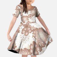 Mocha Mousse Aloha Hawaii Family Matching Mermaid Dress and Hawaiian Shirt Monstera Hibiscus Plumeria Seamless Vibes - Polynesian Pride